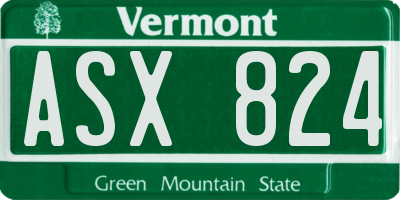 VT license plate ASX824