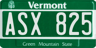VT license plate ASX825