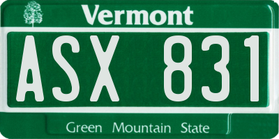 VT license plate ASX831
