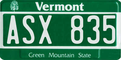 VT license plate ASX835
