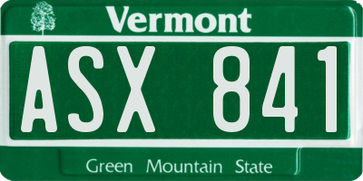 VT license plate ASX841