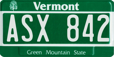 VT license plate ASX842