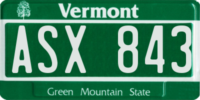 VT license plate ASX843