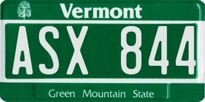 VT license plate ASX844