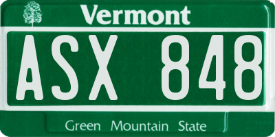 VT license plate ASX848