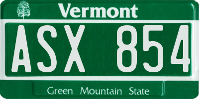 VT license plate ASX854