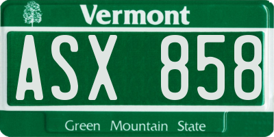 VT license plate ASX858