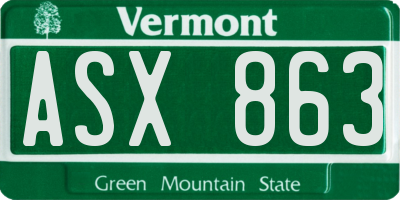 VT license plate ASX863