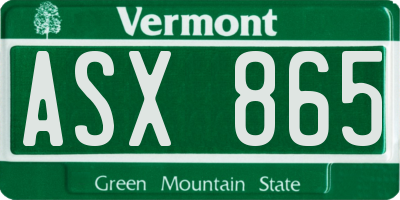 VT license plate ASX865