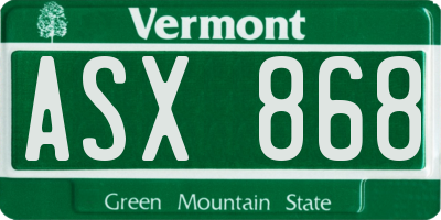 VT license plate ASX868