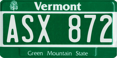 VT license plate ASX872