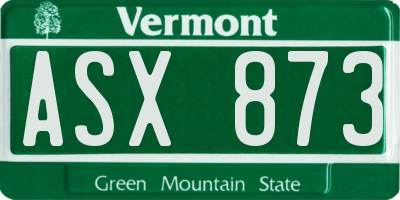 VT license plate ASX873