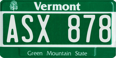VT license plate ASX878