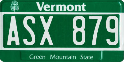 VT license plate ASX879