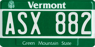 VT license plate ASX882