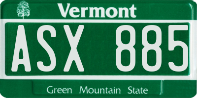 VT license plate ASX885
