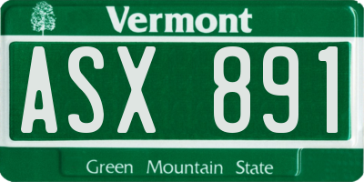 VT license plate ASX891