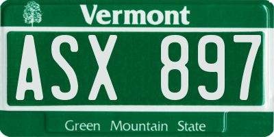 VT license plate ASX897