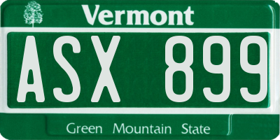 VT license plate ASX899