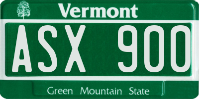 VT license plate ASX900