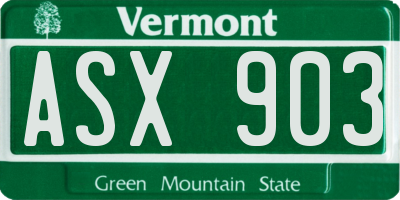 VT license plate ASX903