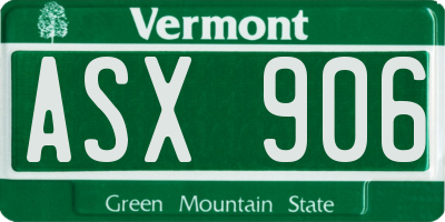 VT license plate ASX906