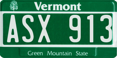 VT license plate ASX913