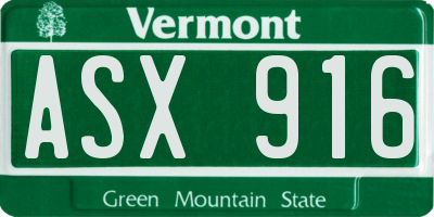 VT license plate ASX916