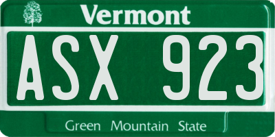 VT license plate ASX923