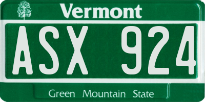 VT license plate ASX924