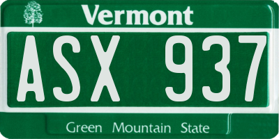 VT license plate ASX937