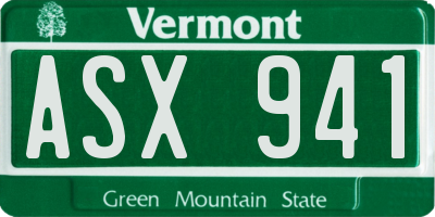 VT license plate ASX941