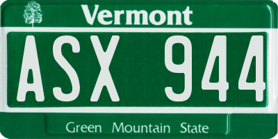 VT license plate ASX944