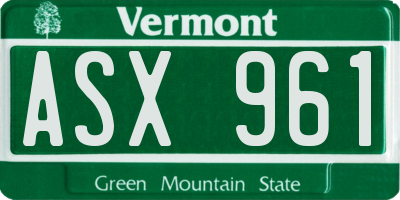 VT license plate ASX961