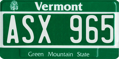 VT license plate ASX965