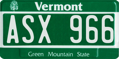 VT license plate ASX966