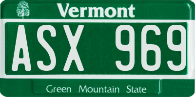VT license plate ASX969