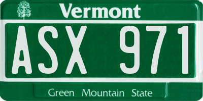 VT license plate ASX971