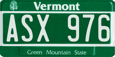 VT license plate ASX976