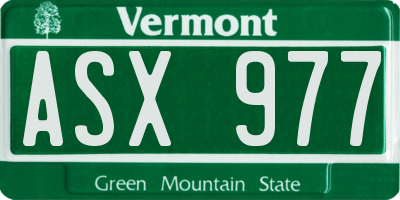VT license plate ASX977