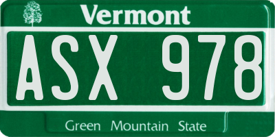 VT license plate ASX978