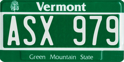 VT license plate ASX979
