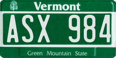 VT license plate ASX984