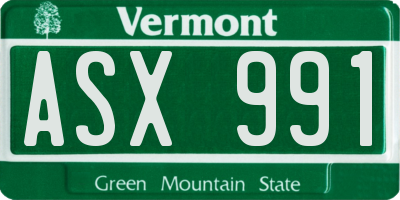VT license plate ASX991