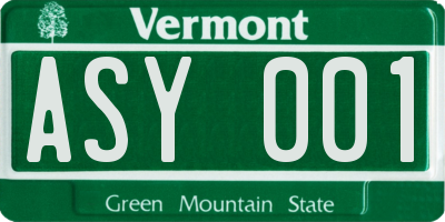 VT license plate ASY001