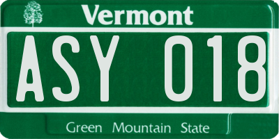 VT license plate ASY018