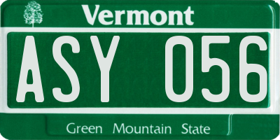 VT license plate ASY056