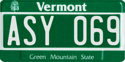 VT license plate ASY069