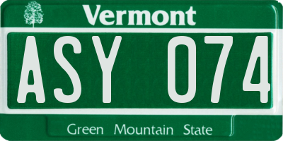 VT license plate ASY074