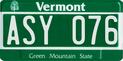 VT license plate ASY076